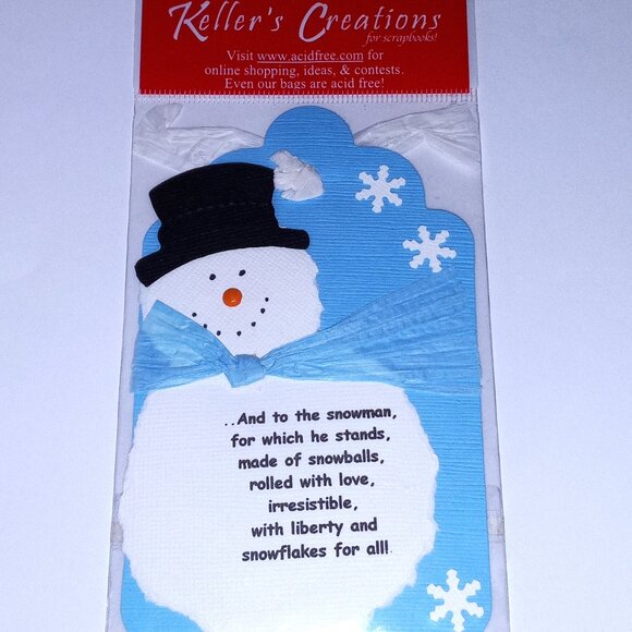 Keller's Creations Other - Vintage Snowman Scrapbooking Gift Tag Embellishment NIP, RARE
